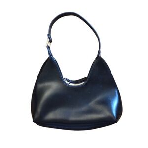 Petite Simone Sleek Black Vegan Leather Hobo Bag